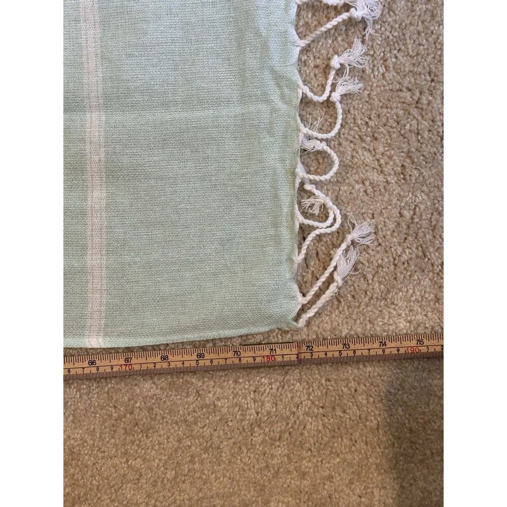 Smyrna Turkish Cotton Towel Mint Green White Striped Beach Bath Peshtemal 37x71